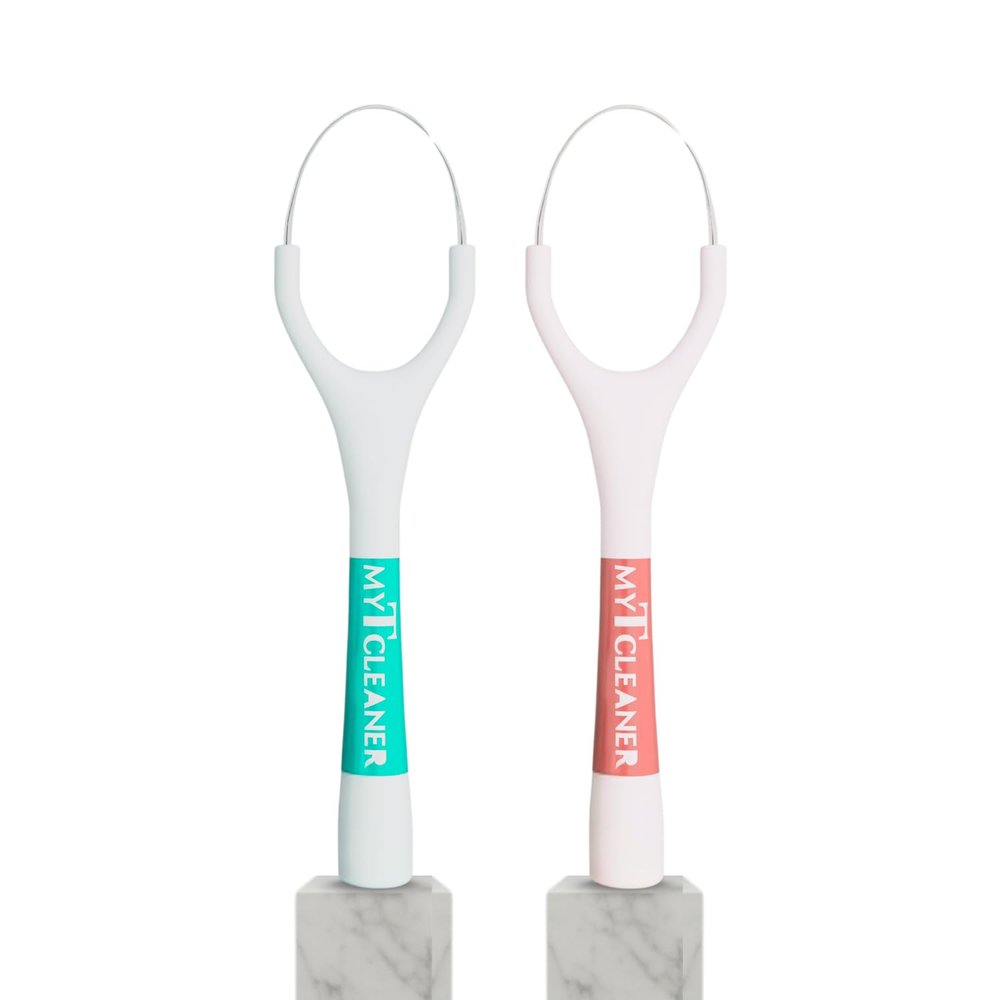 MyTCleaner Tongue Cleaner for Adults | Medical Grade Stainless Steel Tongue Scraper | Removes Bad Breath & Bacteria | Rust-Free | Dentist Recommended | Pack of 2