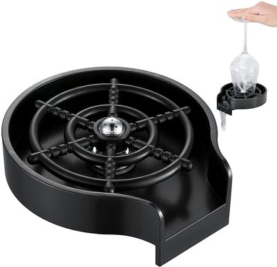 Coffee Cup Glass Rinser Cleaner Beer Pitcher Automatic Washer Faucet Cup Cleaner Sink Accessories, Bar Glass Rinser for Cleaning Wine Glass Baby Bottle at Home, Hotel, Restaurant (Black)