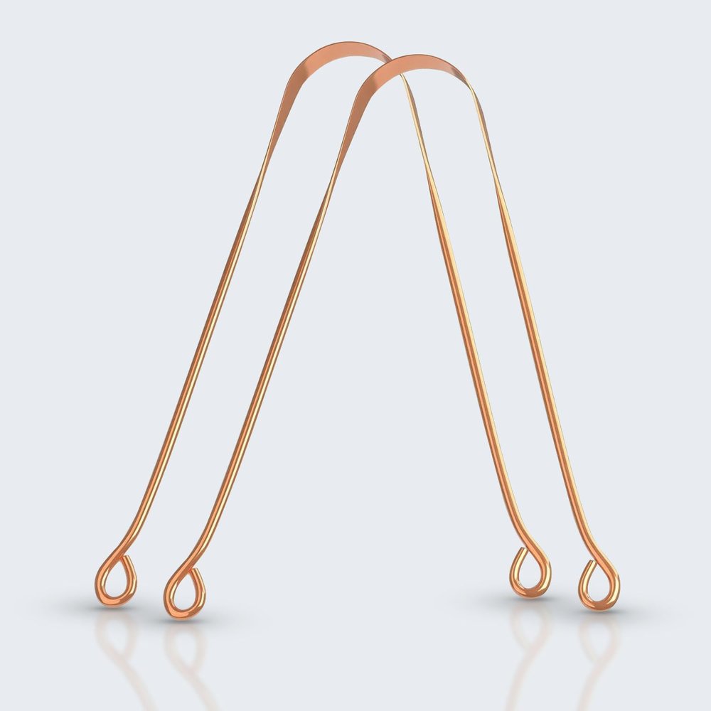 Gachwala Pure Copper Tongue Cleaners Pack of 2 | Dual Oral Hygiene Tools for Fresh Breath & Bacteria Removal | Eco-Friendly Tongue Scraper Set