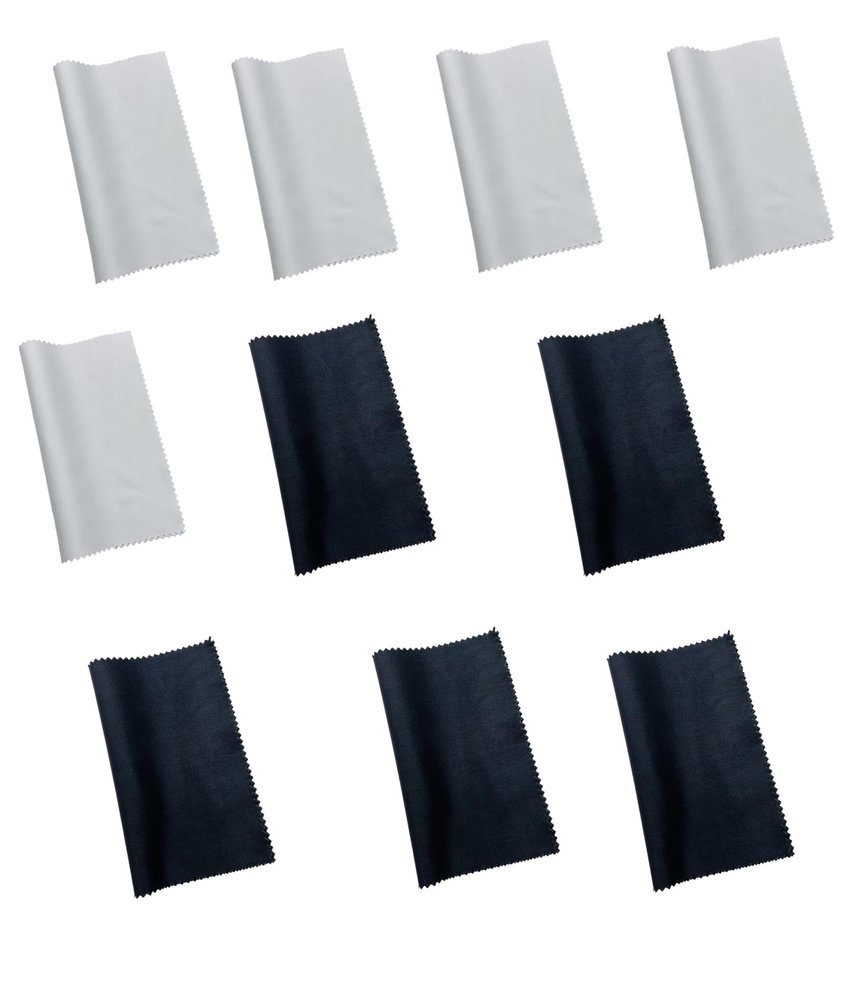 10 Pcs Lens Cleaning Cloth and Laptop Cleaning Cloth Set Premium Specs Cleaning Cloth for Glasses, Screens, and Eye Lens Items, 15x18cm with Serrated Edges (Black & White)