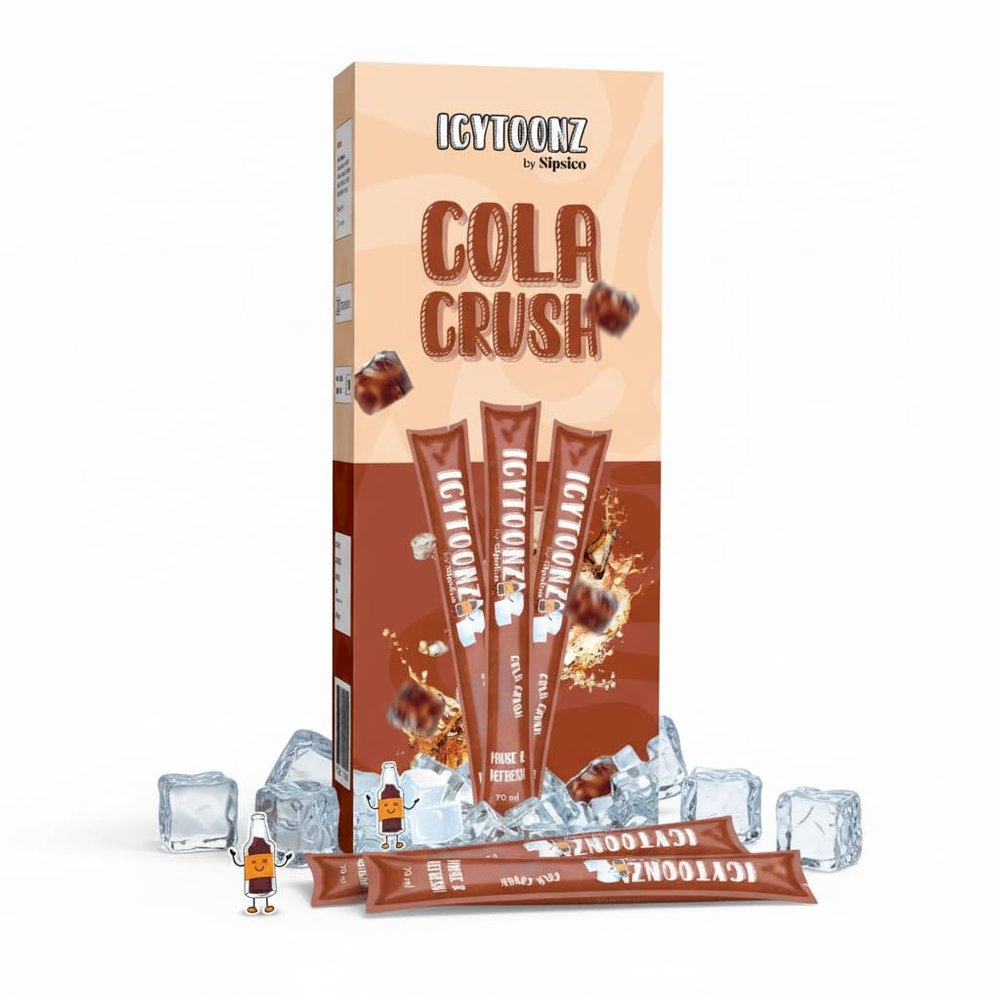 ICYTOONZ Ice Pops Cola Crush Refreshing Flavored Ice Candy Sticks | 70ml Each | Frozen Dessert Treat for Kids & Adults | Pause & Refresh (Box of 12 Pops)