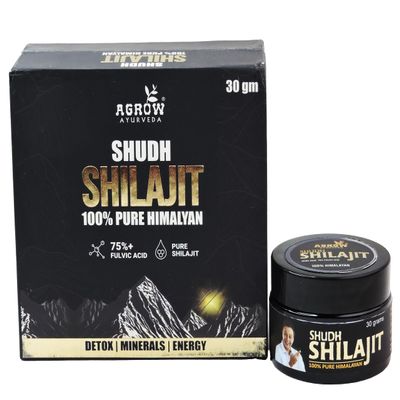 Agrow Pure Himalayan Shilajit Resin 30gm | Ayurvedic Health Supplement for Strength, Stamina, Vitality & Immunity | 100% Natural Shudh Shilajit
