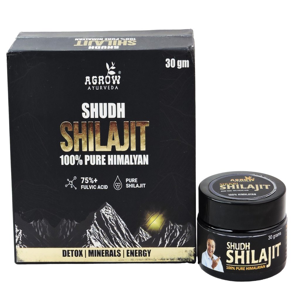 Agrow Pure Himalayan Shilajit Resin 30gm | Ayurvedic Health Supplement for Strength, Stamina, Vitality & Immunity | 100% Natural Shudh Shilajit