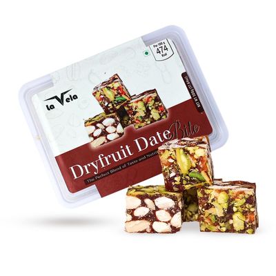 la Vela Date Bites Premium Dry Fruits Barfi 500g | Sugar-Free Healthy Sweet Bites with Almonds, Cashews & Pistachios | Indian Sweets for Gifting, Snacking & Festivals | No Added Sugar