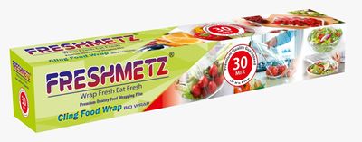 FRESHMETZ 30 Mtr Cling Film Wrap Biodegradable BPA Free Multipurpose Food Wrapping Cling Non-Stick (Pack of 1)
