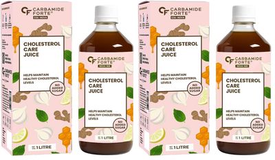 Carbamide Forte Ayurvedic Cholesterol Care Juice - 1L | Cholesterol Juice Contains Honey With Apple Cider Ginger Garlic, Helps In Digestion (Pack of 2)