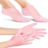 2 Pairs Silicone Moisturizing Glove Socks Set,Anti Slip Soft Spa Gel Socks Softening Feet Dry Cracked Skin,Women Spa Pedicure Socks For Foot Hand Softening (Pink) view 1