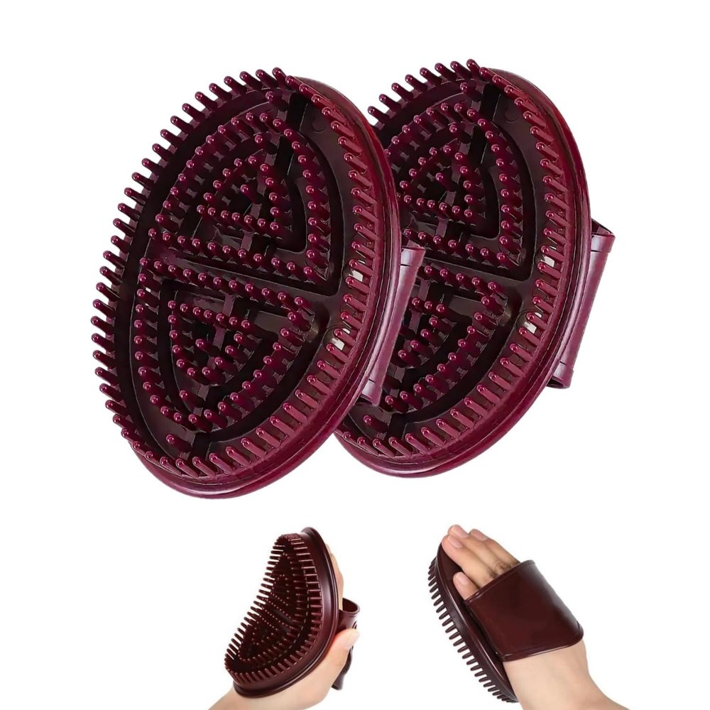 2 PCS Meridian Brush for Belly Fat, Meridian Massage Brush, Full Body Massage Brush for Lymphatic Care and Dry Brushing, Brown