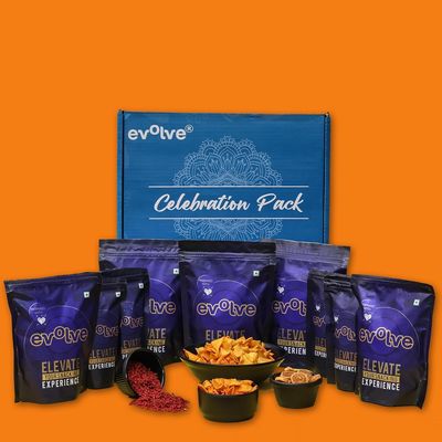 Evolve Healthy Snack Hamper| Ragi Bhujia, Oats, Beetroot, Multigrain, Makhana, Soya Corn, Bhakarwadi & More | Gourmet Snack Box | Festive Gift Box for Family, Friends & Corporate | 450g (50g Each)