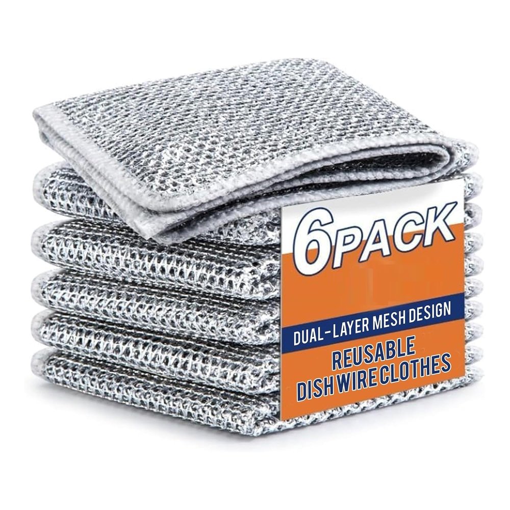 Arzat Stainless Steel Wire Dish Scrubber | Heavy Duty Metal Cleaning Pads for Utensils, Pots & Pans | Durable Rust-Free Steel Scrubbers for Kitchen Cleaning & Dishwashing (Pk5)