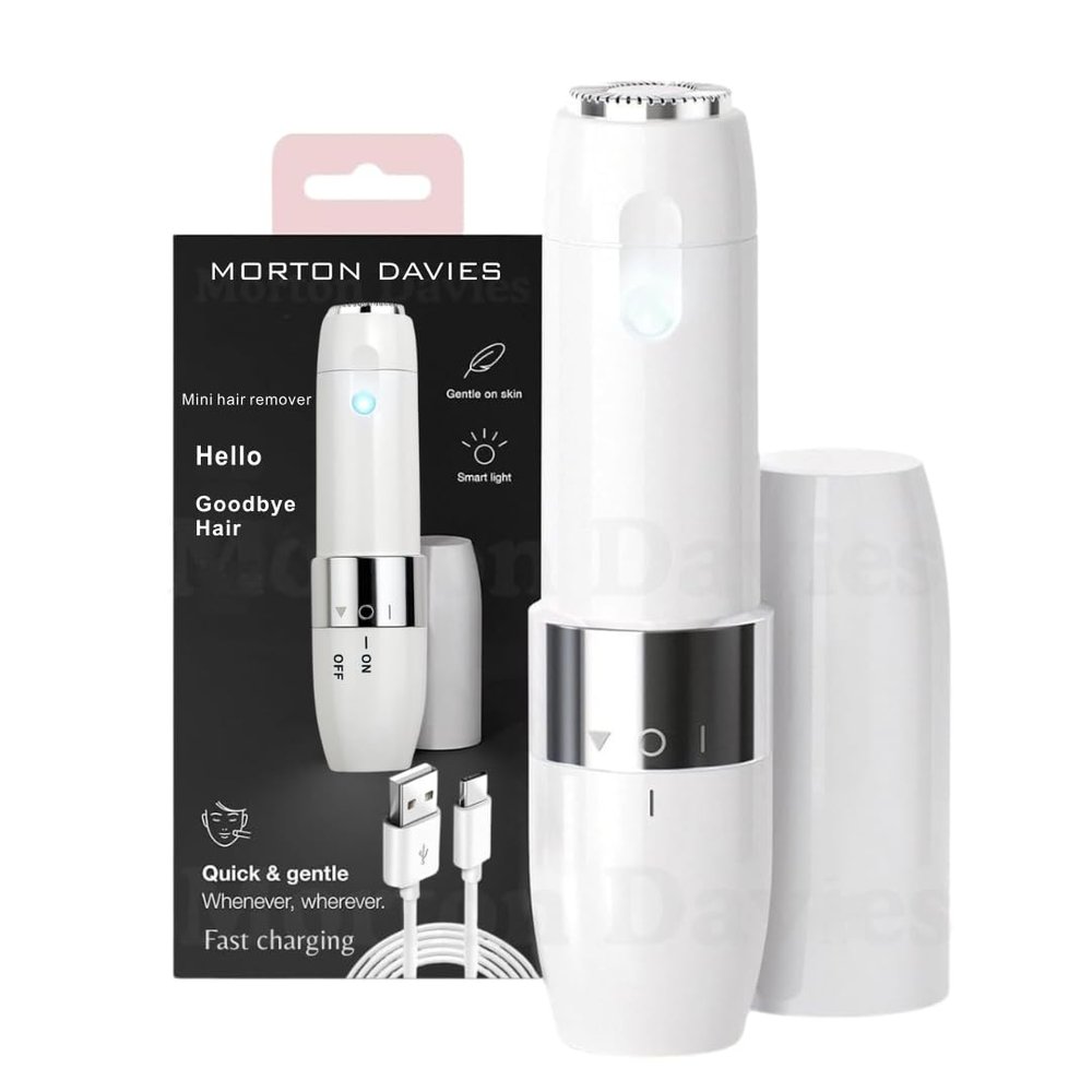 Face Mini Hair Remover Electric Facial Hair Remover for Women, Quick, Instant, Gentle, Painless, Smooth Skin for Upper Lips, Chin, Cheeks, Peach Fuzz (White)