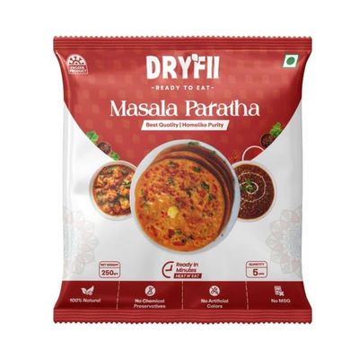 Dryfii Ready-to-Eat Masala Paratha| 5 Pieces in 1 Pack |Ready-to-Eat Fresh Masala Paratha | Quick Cooking | Perfect for Travel & Home | Indian Wheat Bread|Pure Vegetarian Indian Food | Pack of 2