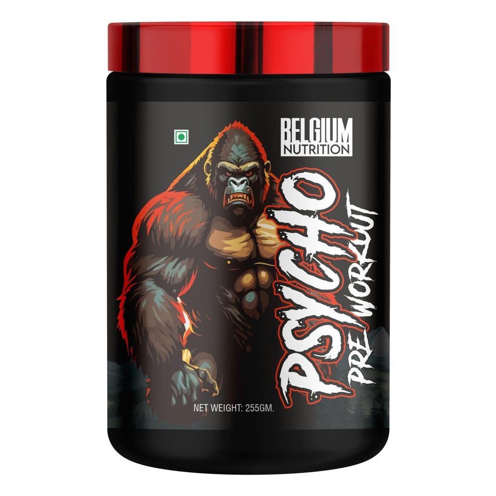 BELGIUM NUTRITION PSYCHO PRE WORKOUT FORMULA | PUMP| FOCUS | STRENGTH | XTREME ENERGY | FOR MEN AND WOMEN | 255GRAM | 30 SERVINGS | (30 SERVINGS, BLUEBERRY)