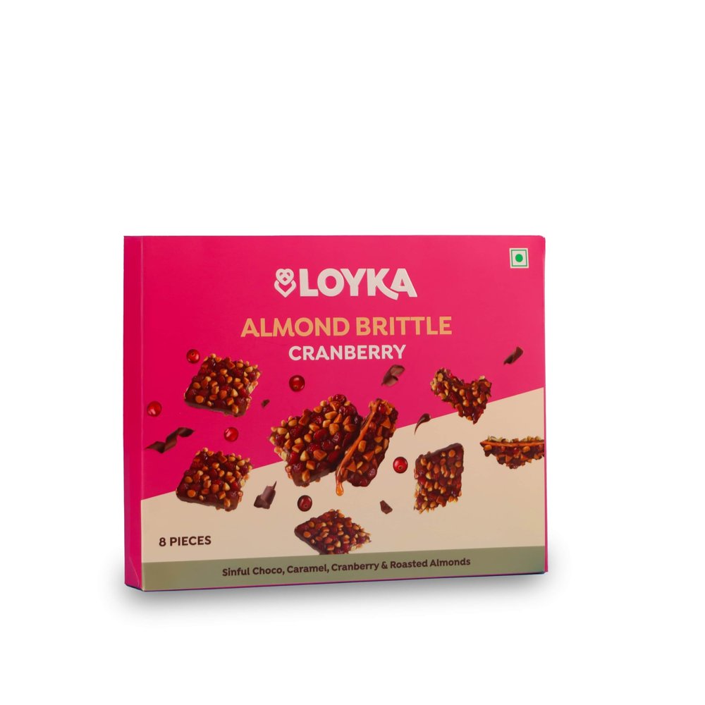 Loyka Almond Brittle Cranberry  8pcs | Premium Chocolate Gift Hamper | Dark Choco, Almond & Cranberry Delight | Crunchy Nutty Indulgence