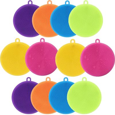 FIDFOL Silicone Dish Scrubber, Kitchen Sponges, Silicone Sponge,Dish Brush, Silicone Sponge Dish Sponges, Kitchen Sponge Double Sided Cleaning Sponges Gadgets Tools Brush Accessories(12PCS,Multicolor)