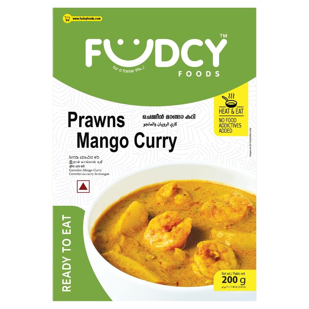 Fudcy Foods Ready to Eat Prawns Mango Curry 200g | Open Heat & Eat | No Added Preservatives | Japanese Retort Technology [Pack of 1]