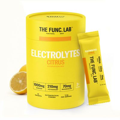 The Func. Lab Daily Electrolytes - Salty Citrus Lemon | 30 Sachets | Instant Hydration Powder with Sodium, Potassium, Magnesium | Sugar-Free, No Preservatives | Instant Energy, Performance & Recovery Drink