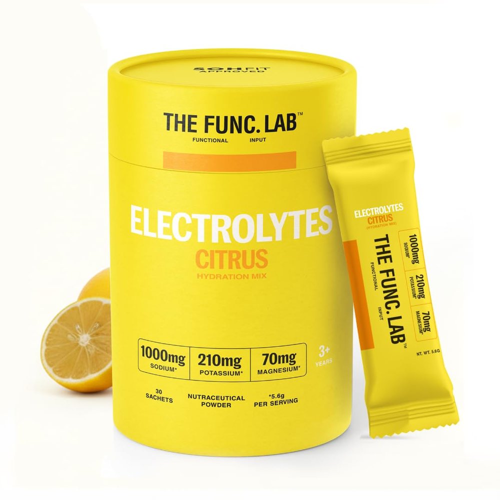 The Func. Lab Daily Electrolytes - Salty Citrus Lemon | 30 Sachets | Instant Hydration Powder with Sodium, Potassium, Magnesium | Sugar-Free, No Preservatives | Instant Energy, Performance & Recovery Drink