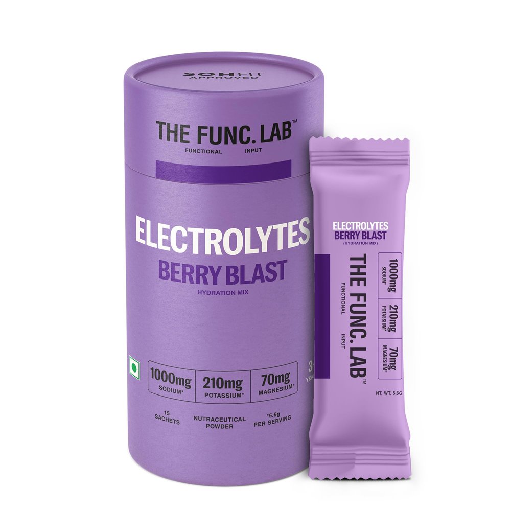 The Func. Lab Daily Electrolytes - Berry Blast | 15 Sachets | Instant Hydration Powder with Sodium, Potassium, Magnesium | Sugar-Free, No Preservatives | Instant Energy, Performance & Recovery Drink