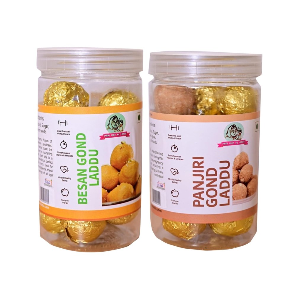 Besan Gond & Panjiri Gond Laddu | Healthy Homemade Sweets with Gond, Protein & Fiber | Traditional Indian Ladoo for Immunity, Energy & Festive Gifting (Pack of 2)