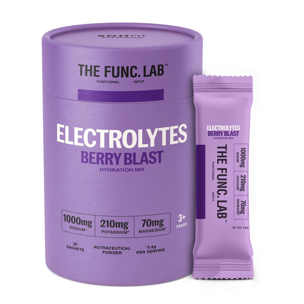 The Func. Lab Daily Electrolytes - Berry Blast | 30 Sachets | Instant Hydration Powder with Sodium, Potassium, Magnesium | Sugar-Free, No Preservatives | Instant Energy, Performance & Recovery Drink