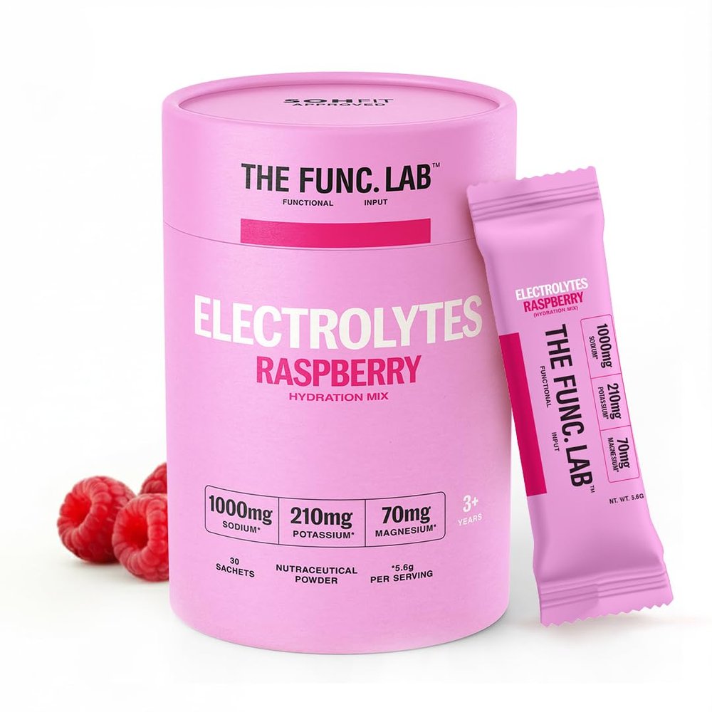 The Func. Lab Daily Electrolytes - Salty Raspberry | 30 Sachets | Instant Hydration Powder with Sodium, Potassium, Magnesium | Sugar-Free, No Preservatives | Instant Energy, Performance & Recovery Drink