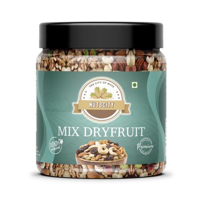 Nutscity Premium Mixed Dry Fruits, Natural Nuts and Dry Fruits Mix in Reusable Jar, 100% Healthy Snack with Almonds, Cashews, Seeds (100g, Natural)