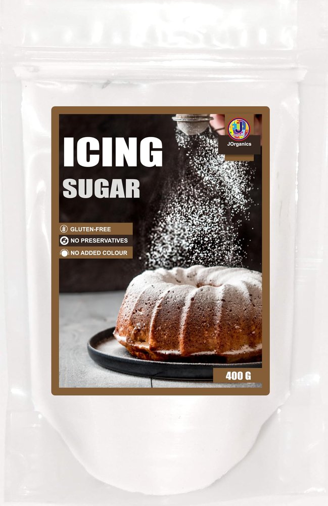 JOrganics Powdered Sugar | Icing Sugar |Granulated Sugar| White Sugar Powder Glazing | Frosting | Cakes | for Toppings, Decoration - 400gram, Pack of 1