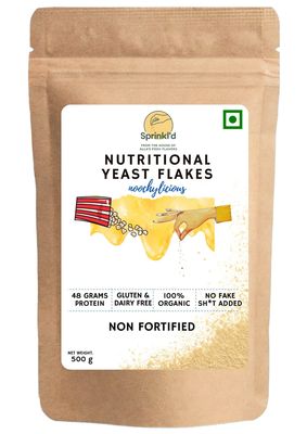 Sprinkl'd by Alla's Posh Flavors Non Fortified Nutritional Yeast Flakes Gluten-Free, Cheesy and Savory UnFortified Nooch | Rich in B Vitamins Minerals | High Protein Plant-based Superfood | Exclusive Flavors (500 Grams, Non-Fortified Original)