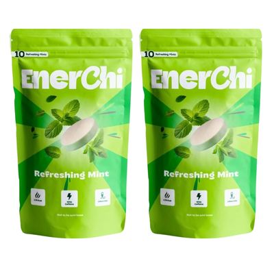 Enerchi Refereshing Energy Mints  Clean, Crash-Free Energy with Caffeine + L-Theanine & Herbal Extracts | Focus, Confidence & Instant Freshness (Pack of 2)