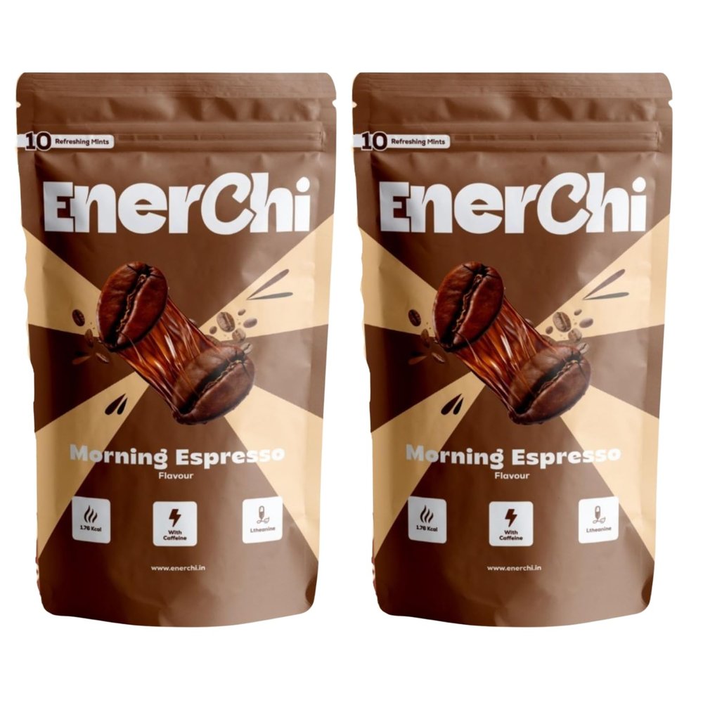 Enerchi Morning Espresso Energy Mints Clean, Crash-Free Energy with Caffeine + L-Theanine &Herbal Extracts | Focus, Confidence & Instant Freshness(Pack of 2)