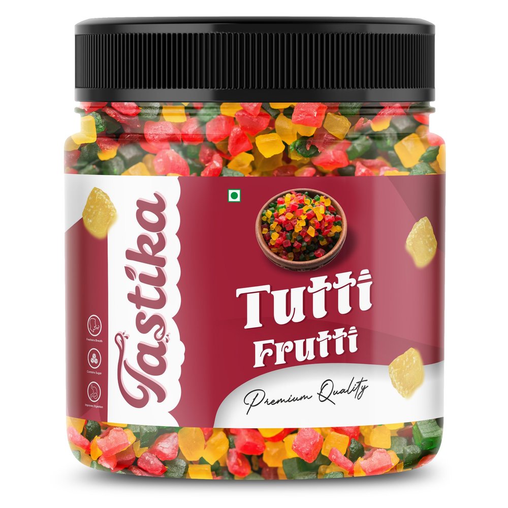 Tastika Premium Tutti Frutti | Colorful Sweet Candied Papaya Cubes | Perfect for Cakes, Ice Cream & Desserts | Preservative-Free (500 g)