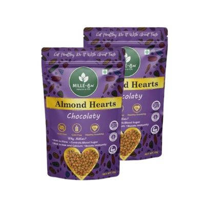 Almond Hearts Crunchy Chocolaty Snacks | Healthy Multigrain Bites Made with Millets, Nuts & Cocoa | High-Protein, Gluten-Free, Guilt-Free Snack for All Ages