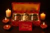 Bay Nut Gift Box with Premium Dry Fruits, Glass Jars and Greeting Card, Red and Gold 500gm view 2