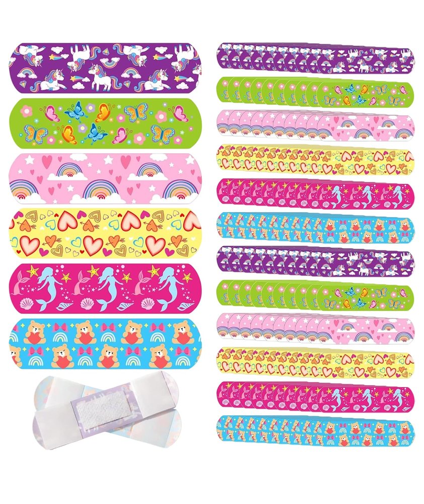 120PCS Band Aid Washproof Kids Bandaid, Cute Cartoon Waterproof Bandage for Children, 120 Adhesive Strips in 6 Designs for Daily Wound Care, School and Outdoor Activities