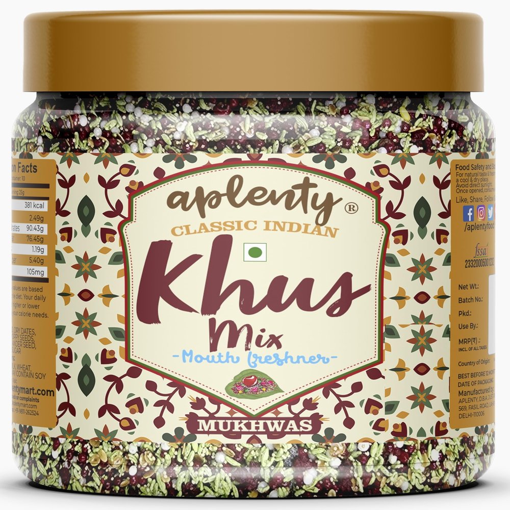 Aplenty Khus Mix Sounf | Khas Mixed Sweet Saunf Mouth Freshener | Seeds and Nuts Mukhwas | Natural Refereshing After Meal Mukhawas (200G)