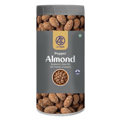41 Foods Premium Pepper Almonds | Flavoured Nuts | 800g (400g x 2)