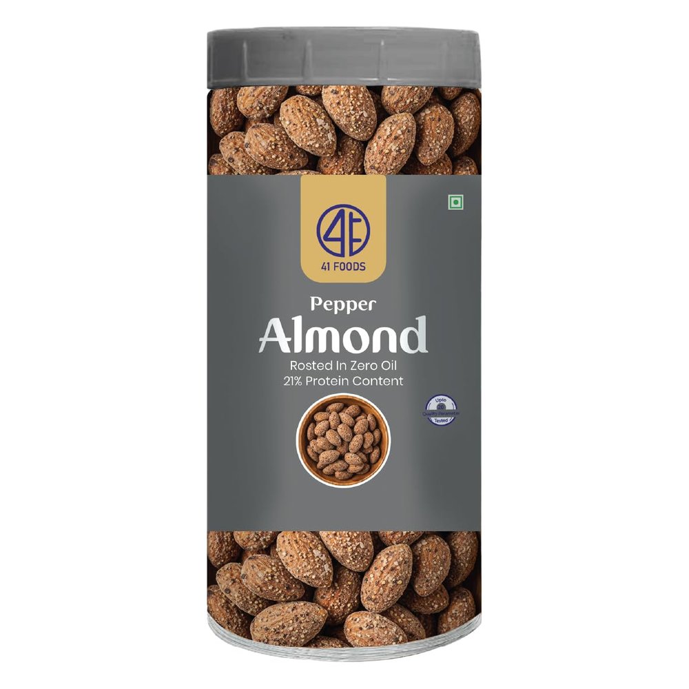 41 Foods Premium Pepper Almonds | Flavoured Nuts | 200g