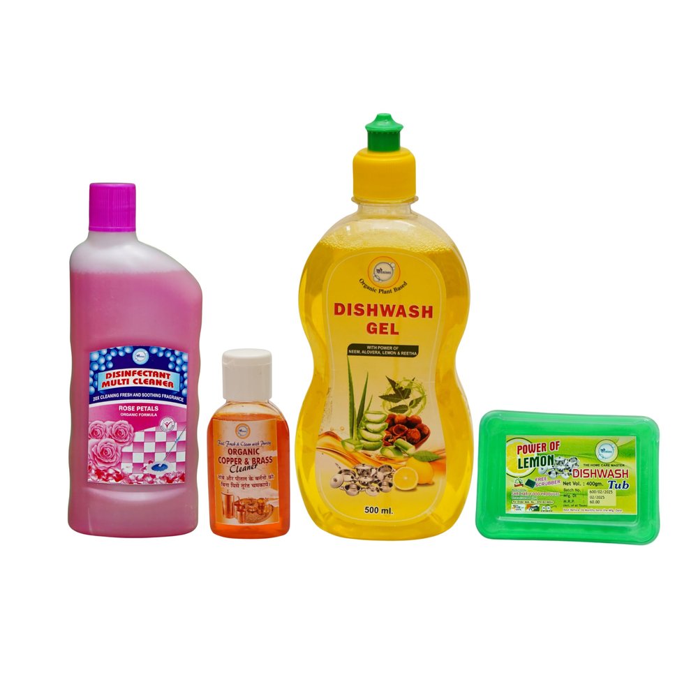 Fomiees Home Daily Combo Rose Surface Cleaner (500ml) + Dishwash Gel (500ml) + Dishwash Bar with Scrub (400g) + Brass & Copper Cleaner (50ml) | Multi-Surface Cleaning | Tough on Stains & Grease