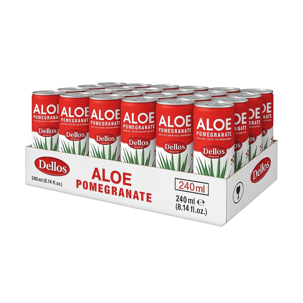 Dellos Aloe Pomegranate Drink with Aloe Pieces, 240ml, Pack of 24