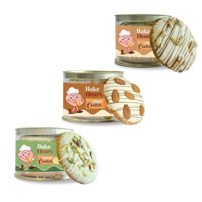 Bake Heart Cookies Combo Pack | Almond, Cashew & Pistachio White Chocolate Biscuits | Nutty Trio | Eggless Tea Time Snack | 600g (Pack of 3)