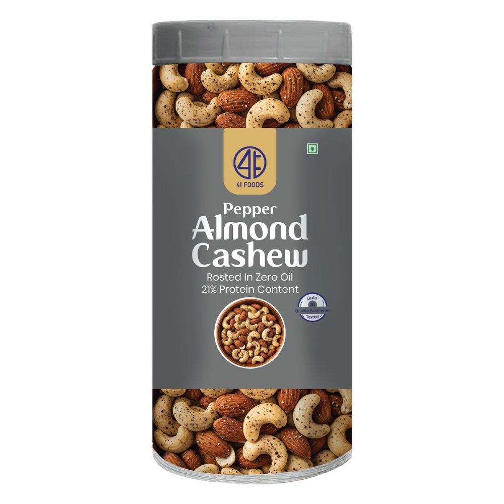 41 Foods Premium Pepper Cashew Almonds | Flavoured Nuts | 400g