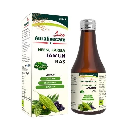 Neem Karela Jamun Ayurvedic Juice Herbal Blend for Diabetes Care, Blood Sugar Control, Skin Health & Cholesterol Management | Natural Wellness & Wound Healing