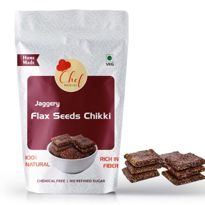 Chef Medidi | Flaxseed Chikki | Jaggery Brittle with Roasted Flax Seeds | Natural, Vegan Snack - (1000 Grams), High Fiber, Immunity Booster