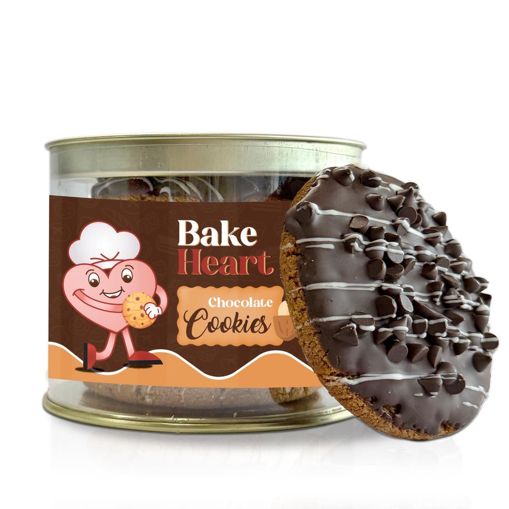Bake Heart Choco Chip Cookies | Eggless Chocolate Biscuit | Made with Ghee & Butter | 200g Pack