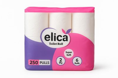 Elica Napkin 2 Ply Toilet Tissue Paper Roll - Set of 1 Pack of 6 (250 Pulls Per Roll, 1500 Sheets)| Ultra Soft Cushion Effect | 6-in-1 Strong & Absorbent | Bathroom Tissue | Hygienic & Skin Friendly
