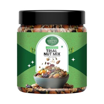 KRITVI NATURALS MIX TRIAL Super Healthy Mix Dry Fruits and Nuts, Dried Almonds, Cashews, Black Raisins, Cranberries, Pumpkin seeds and Many More - 150gm