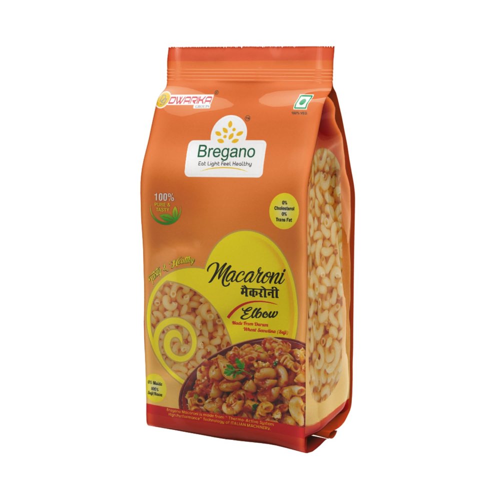 Bregano Macaroni Elbow Pasta | 100% Semolina | No Maida | High in Protein & Fibre | Trans Fat Free | Cholesterol Free | 800g Pack