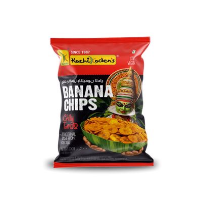 KOZHIKODEN'S Chilli Tomato Banana Chips | 200g | Bold & Crispy Snack with Spicy Chili & Savory Tomato Flavor | Perfect for Sharing | Vegan & Gluten-Free Snack