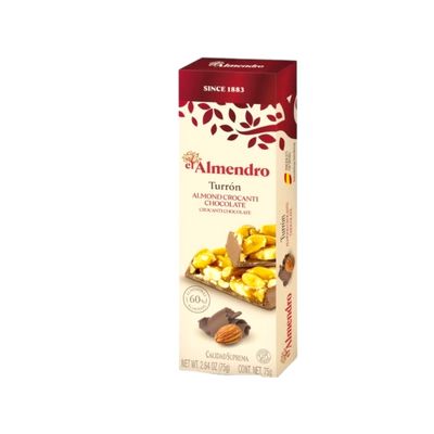 El Almendro Almond Crocanti Chocolate, Premium Spanish Turron Snack 75g